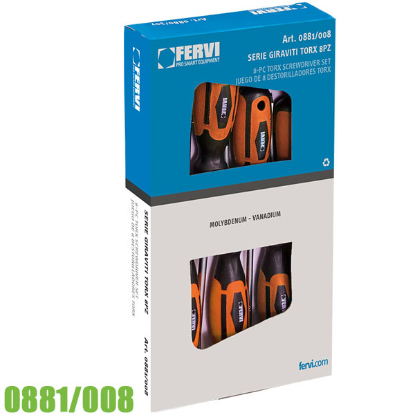 Bộ tô vít sao 0881/008, 8 cây T7-T30, Mo-V. FERVI Italia
