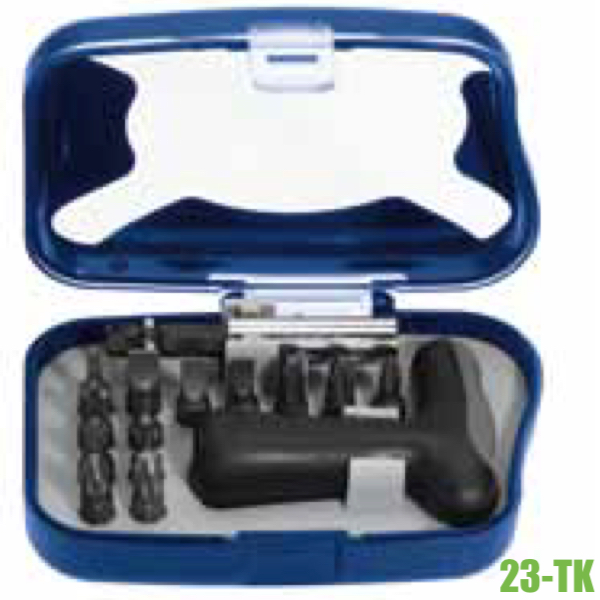 Bộ mũi vít đa năng 23TK, gồm 15 chi tiết trong hộp nhựa.