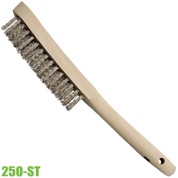 Bàn chải inox cán gỗ ELORA 250-ST, 12 inch có 2 lỗ treo