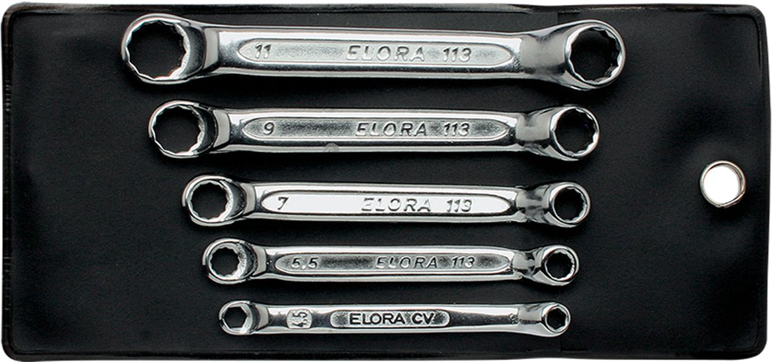 Bộ cờ lê 2 đầu vòng ELORA 113S, loại ngắn, đựng trong túi nhựa