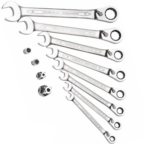 Bộ cờ lê bánh cóc ELORA 204-JS8M, gồm 8 cây từ 8-19mm