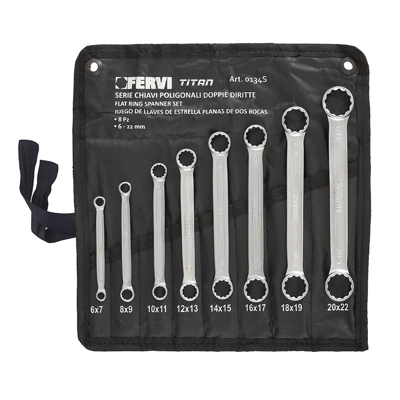 Bộ cờ lê FERVI 0134S, 2 đầu vòng 8 cây 6-22mm, chuẩn DIN 837