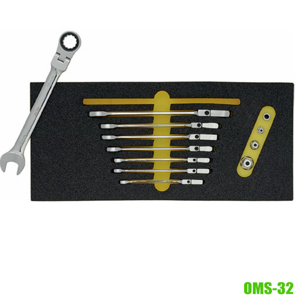 Bộ cờ lê tự động đầu gật gù 8 cây OMS-32, cho tủ đồ nghề ELORA