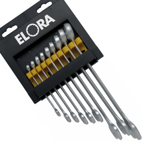 Bộ cờ lê vòng miệng 9 chi tiết ELORA 203-KH9, cài trong khuôn nhựa