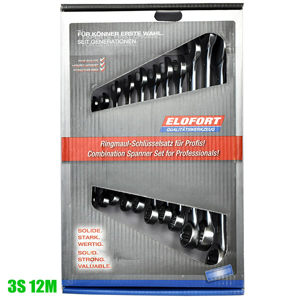 Bộ cờ lê vòng miệng ELOFORT 3S12M, 12 cây từ 6 đến 22mm