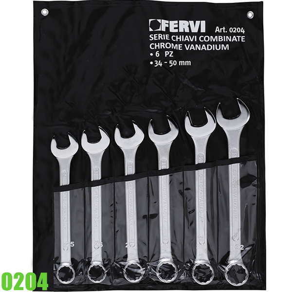 Bộ cờ lê vòng miệng dài 0204, 6 cây 34-50mm FERVI Italia