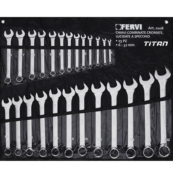Bộ cờ lê vòng miệng FERVI 0208, 25 chi tiết 6-32mm