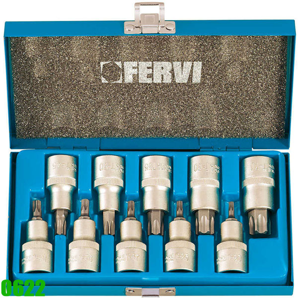 Bộ đầu tuýp sao FERVI 0622, 10 chi tiết từ T20-T70