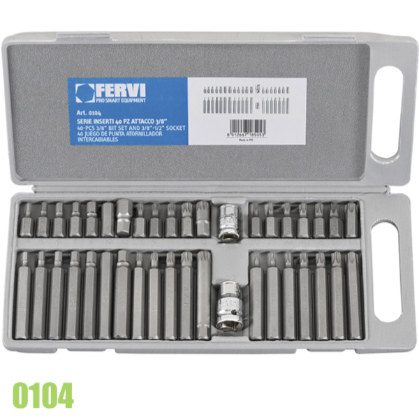 Bộ đầu vít sao FERVI 0104, gồm 40 chi tiết TORX vuông 1/2"