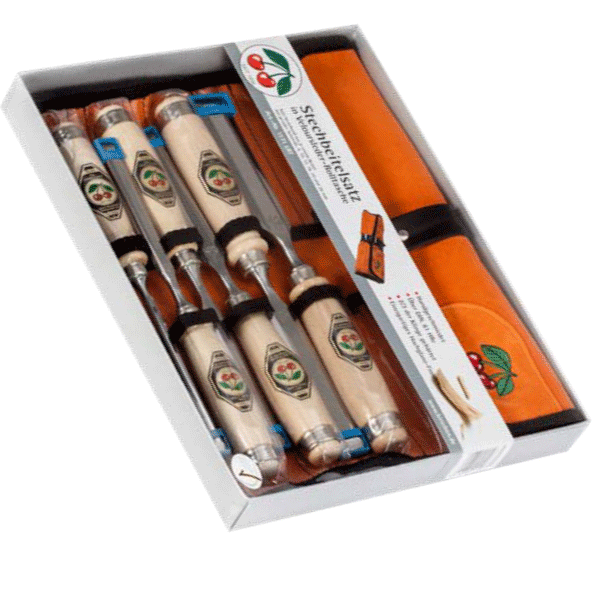 Bộ đục gỗ 6 cây Kirschen 1171 LRT, đựng trong túi vải cuộn lại