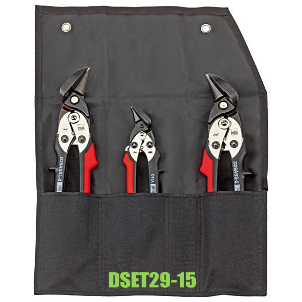 Bộ kéo cắt tôn 3 cây BESSEY DSET29-15, bo cong trái-phải kèm túi vải