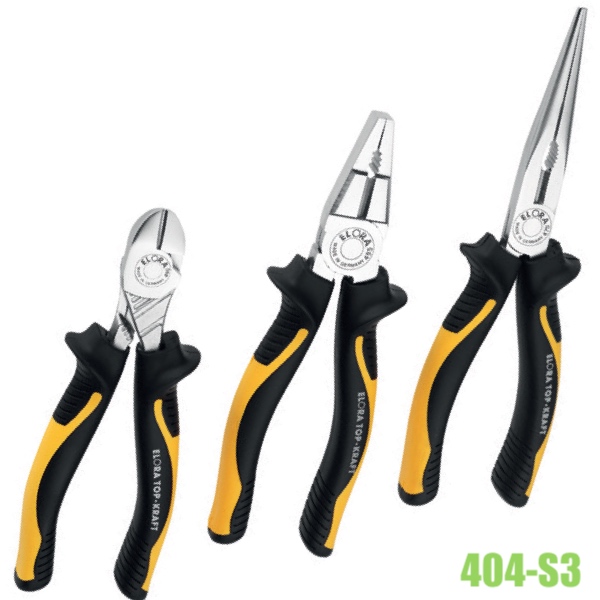 Bộ kìm cơ khí nguội ELORA 404S3, gồm 3 cây, hộp dựng bằng giấy carton