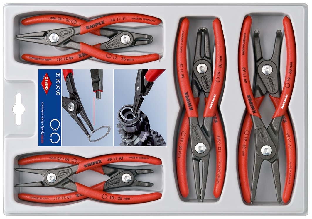 Bộ kìm phe Knipex 00 20 04 SB gồm 8 cây mỏ thẳng và cong, sản xuất tại Đức