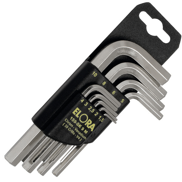 Bộ lục giác chữ L đầu bằng ELORA 159SK, loại ngắn theo DIN ISO 2936