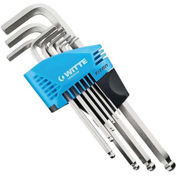 Bộ lục giác đầu bi WITTE 45051, 9 cây từ 1.5mm đến 10mm