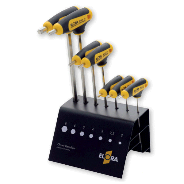 Bộ lục giác 7 cây chữ T ELORA 159-SW, có kệ để, size từ 2-8mm