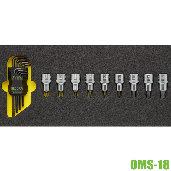 Bộ lục giác và đầu vít ELORA OMS-18, hình sao 1/2 inch, 17 món