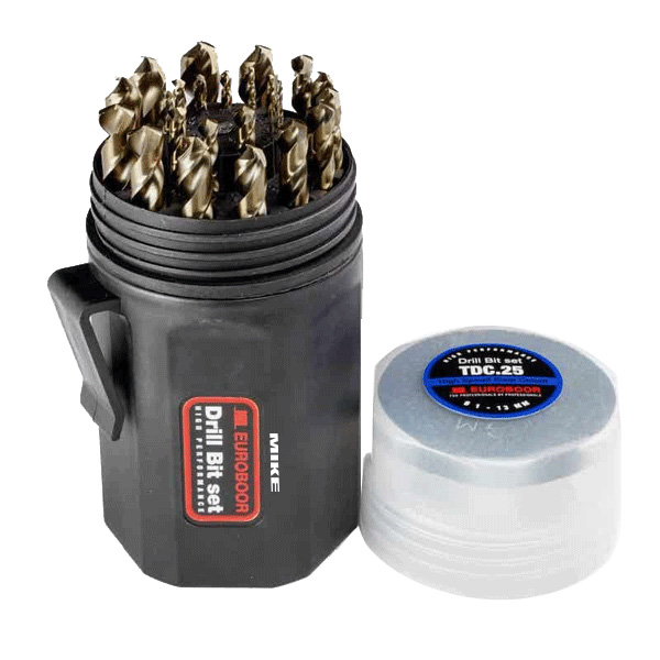 Bộ mũi khoan inox TDC.25, bằng thép gió phủ cobalt 5%. Euroboor