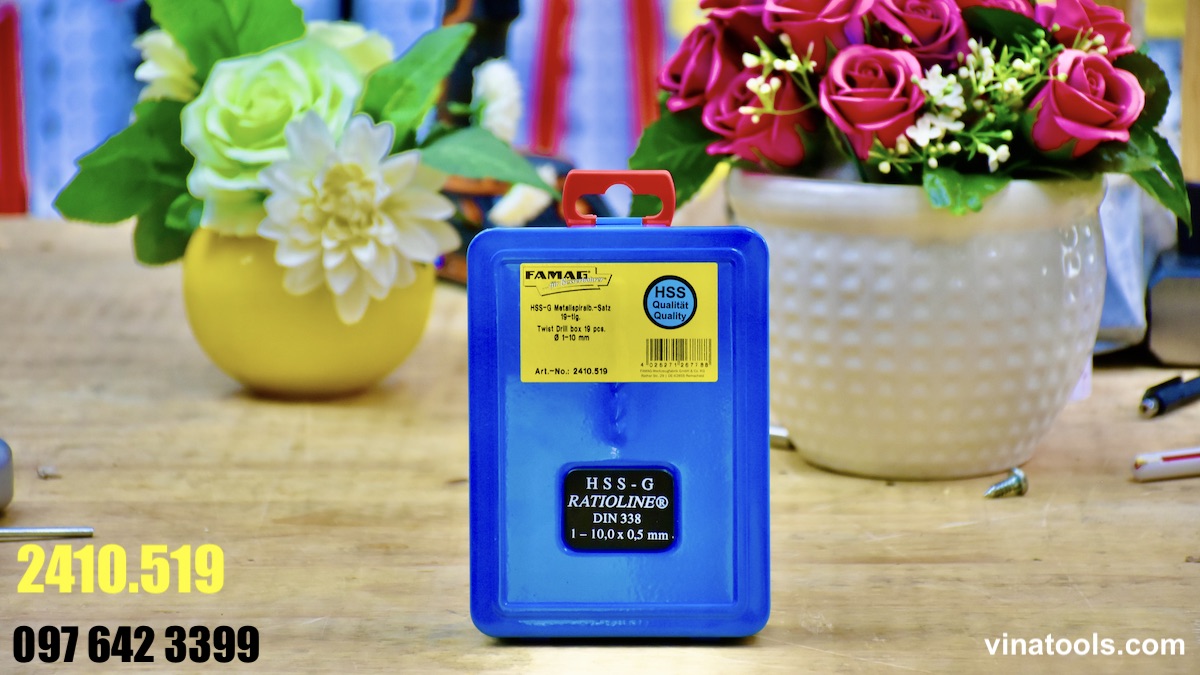 2410.519 Bộ mũi khoan kim loại 19 mũi, FAMAG sản xuất tại Đức