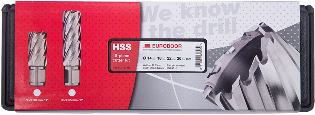 HSS.KIT/10-M2 Bộ mũi khoan từ HSS 10 mũi Ø14-26mm, dài 30-55mm