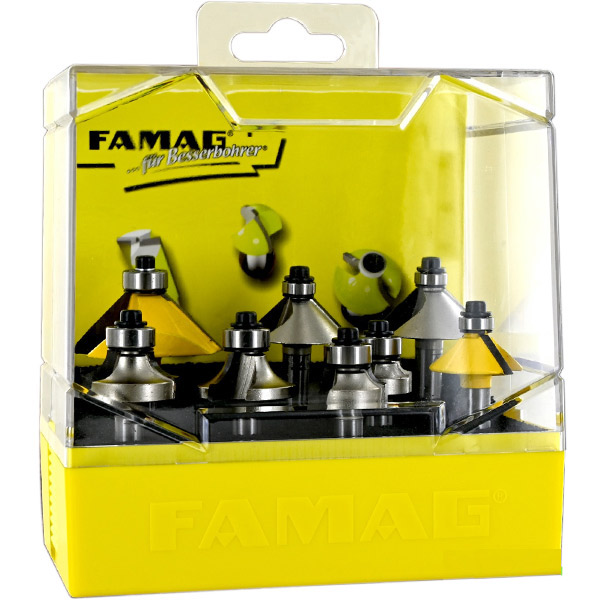 Bộ mũi phay vát mép 8 chi tiết FAMAG 3118.908. Made in Germany