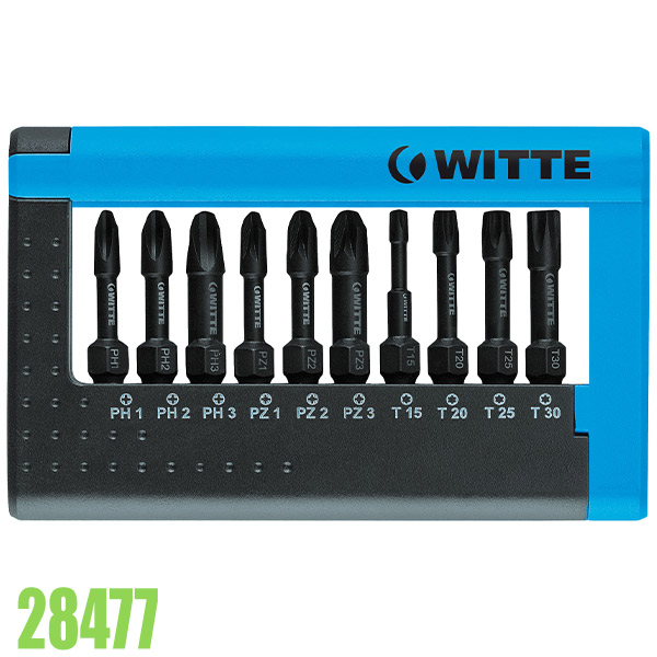 Bộ mũi vít đa năng 2847 gồm vỉ nhựa 10 chi tiết dòng Impact Bit WITTE