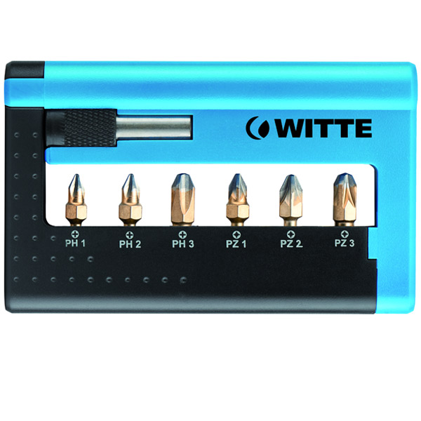 Bộ mũi vít phủ kim cương 7 chi tiết WITTE 33300 PH và PZ có vỉ treo