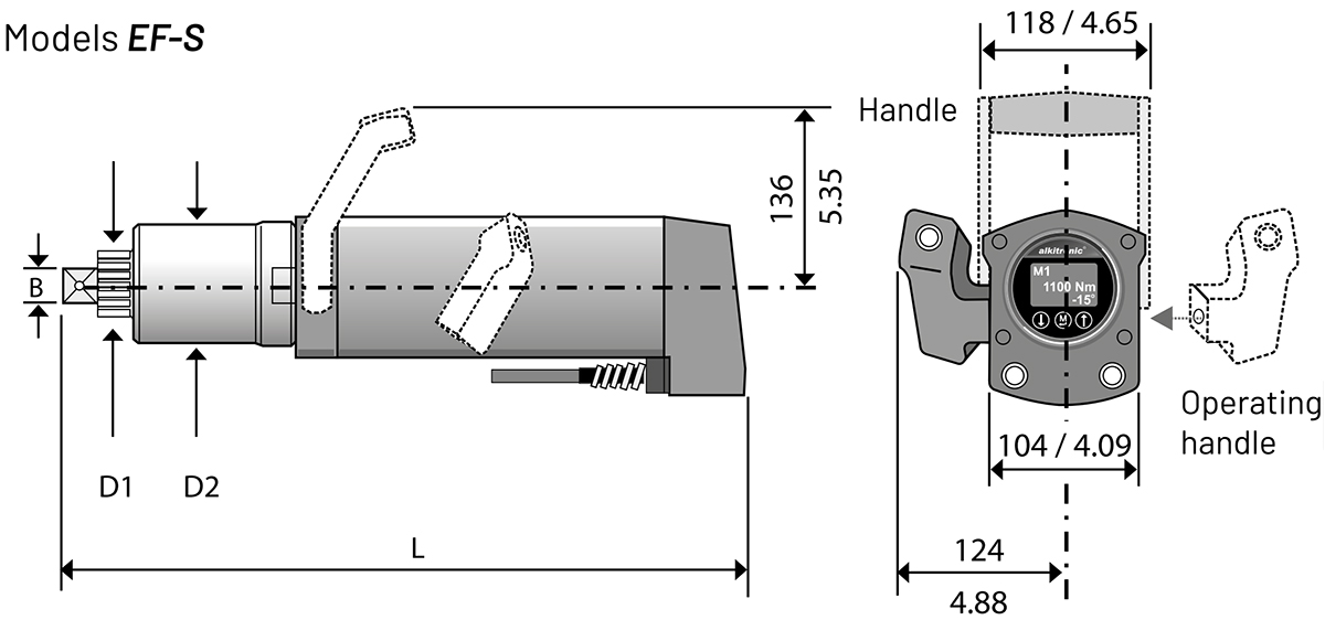 Bản vẽ Bộ nhân lực momen chạy điện đầu thẳng Alkitronic EF-S