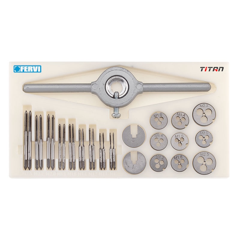 Bộ taro bàn ren FERVI M030, gồm 30 chi tiết M1 TO M2.5