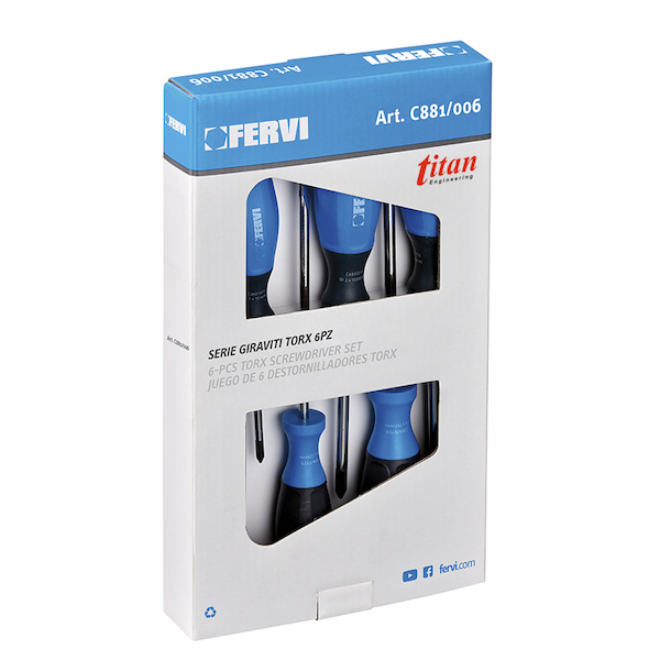 Bộ tô vít đầu sao FERVI C881/006 gồm 6 cây size từ T10-T30