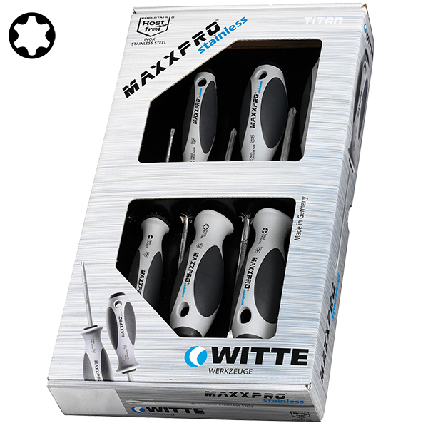 Bộ tô vít inox đầu sao 6 cây WITTE 670008, dòng MAXX PRO