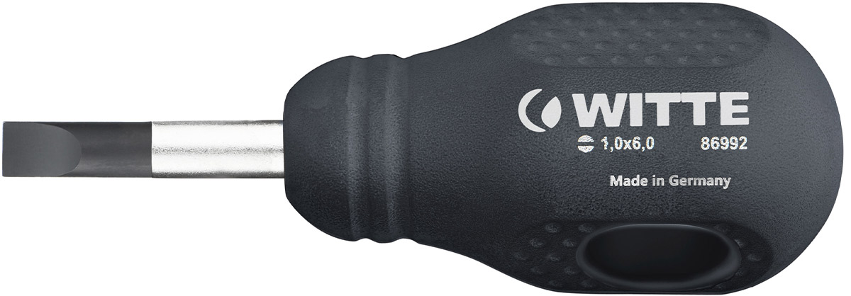 86990-Tua vít dẹt loại ngắn, tua vít 2 cạnh lùn lưỡi 25mm Witte