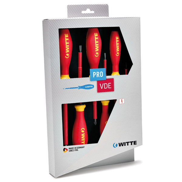 Bộ tua vít cách điện WITTE 670081 gồm 5 cây, 3 dẹt và 2 hoa thị
