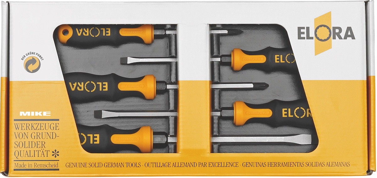 Bộ tuốc nơ vít 5 cây thân lục lăng, hộp giấy ELORA Germany