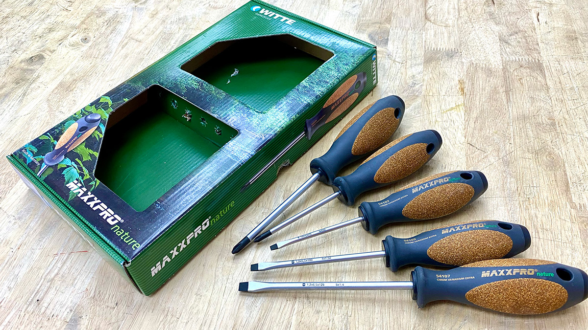 654865 Bộ tua vít cán vỏ sồi 5 cây dẹt và bake MAXXPRO hàng Đức