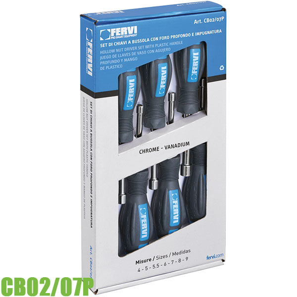 Bộ tua vít đầu lục giác CB02/07P, 7 cây size từ 4-10mm. FERVI Italia