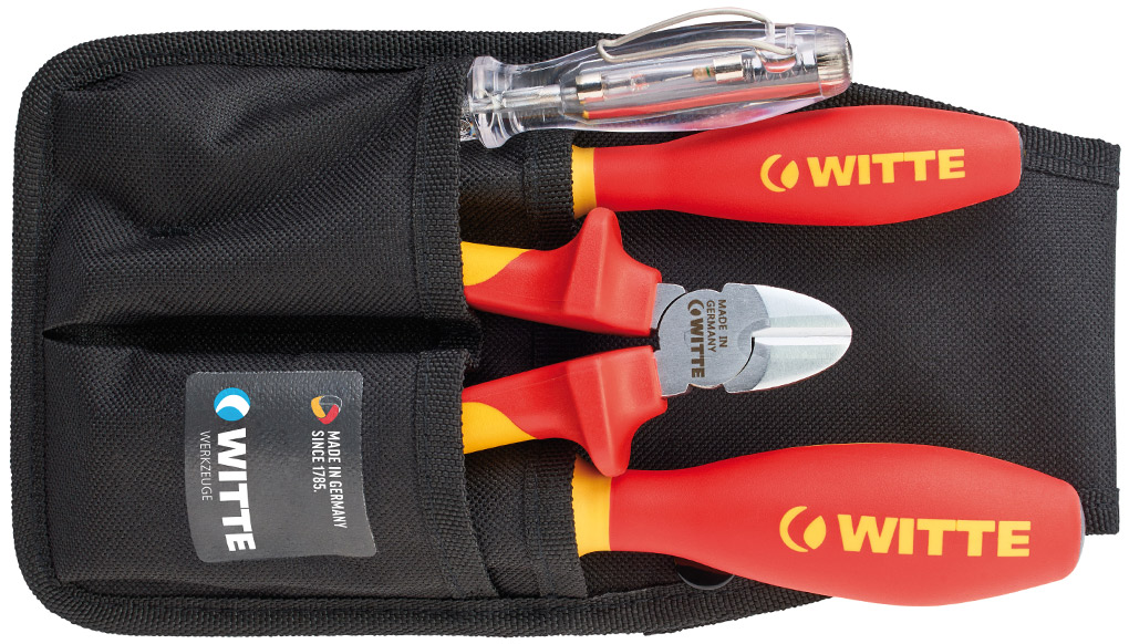 301182-Bộ tua vít và kìm 4 món kèm túi đeo WITTE Germany