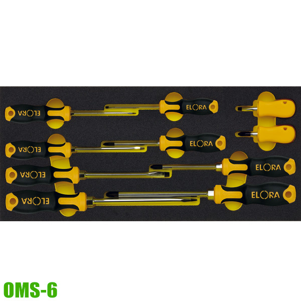 Bộ tua vít 10 cây tay cầm chống trượt ELORA OMS-6, cho tủ dụng cụ
