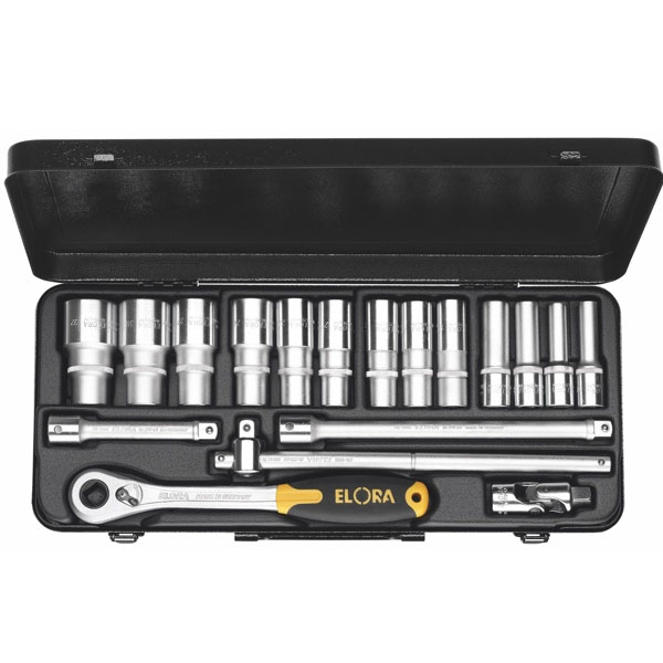 Bộ tuýp 18 chi tiết hệ mét loại dài ELORA 770-LTI, đầu vuông 1/2 inch