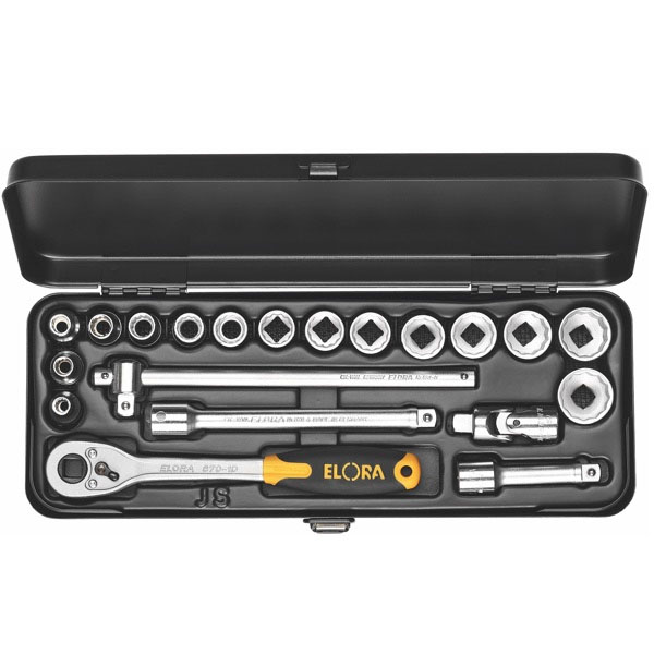 Bộ tuýp 20 chi tiết hệ mét ELORA 870-JSU, đầu vuông 3/8 inch