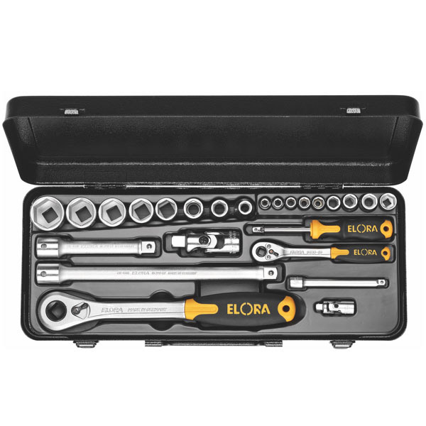 Bộ tuýp 25 chi tiết hệ mét ELORA 714-6MU, 6 cạnh, 5.5mm-27mm