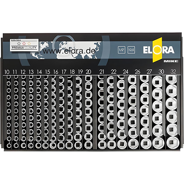 Bộ tuýp hệ mét 208 chi tiết ELORA 770/771-LSP1, từ 10-32mm, đầu vuông 1/2 inch