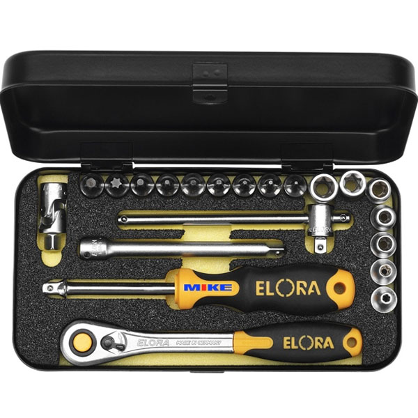 Bộ tuýp vít hoa thị 21 chi tiết ELORA TXEU, khẩu sao đầu vuông 1/4 inch