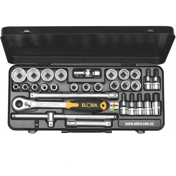 Bộ tuýp ELORA OKLIM hệ mét 30 chi tiết từ 10 – 32 mm, 1/2 inch