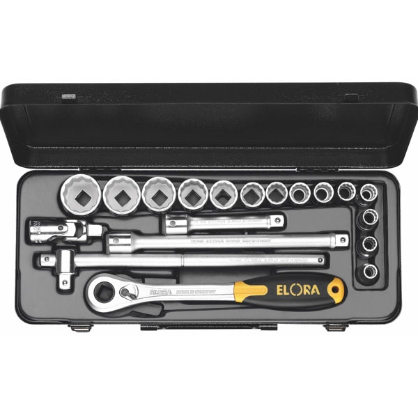 Bộ tuýp 19 món ELORA 770/771-LIND, hệ inch và mét, vuông 1/2"