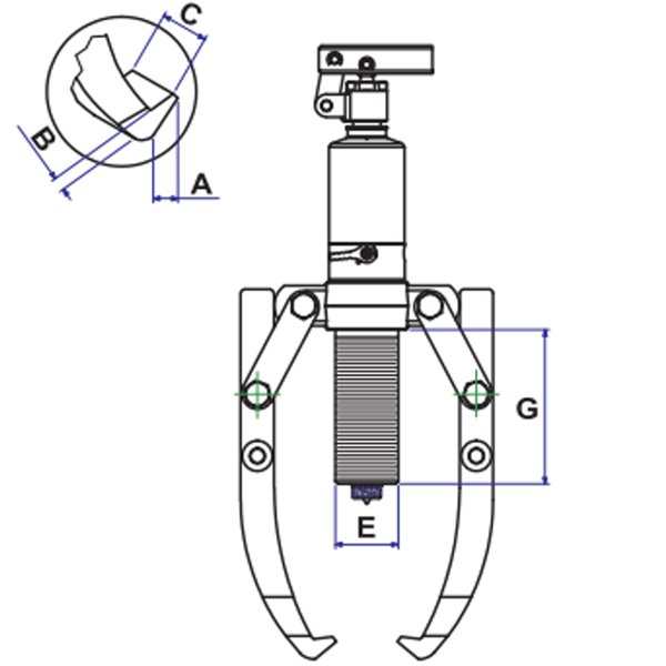 Cảo thủy lực 4 tấn PM400, độ mở lớn nhất 255mm, POWERRAM Taiwan.