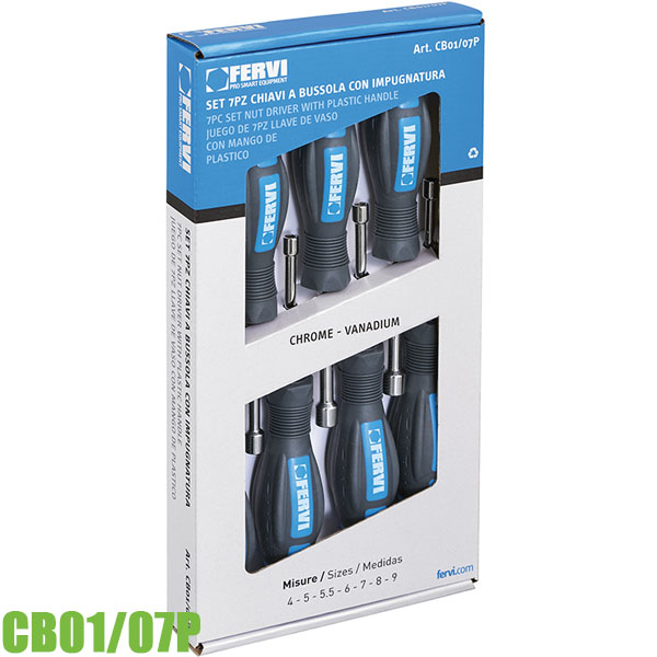 Bộ tua vít đầu tuýp CB01/07P, 7 cây 4-9mm FERVI CB01/07P