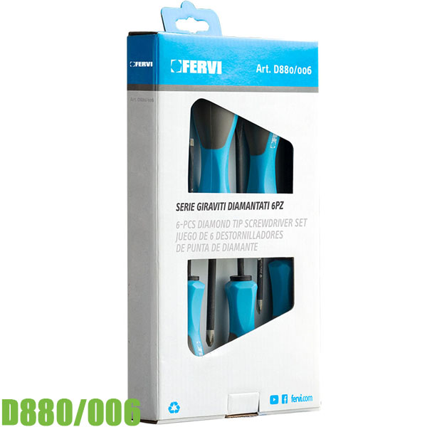 Bộ tua vít dẹp và bake 6 cây D880/006, S2 Mo-V. FERVI Italia