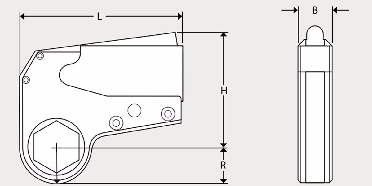 bản vẽ kích thước cờ lê thủy lực đầu AX