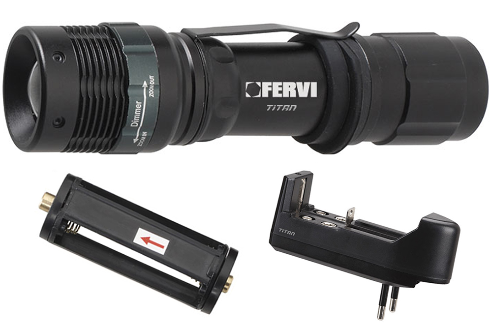 Đèn pin siêu sáng FERVI 0338, loại mini cầm tay kiểu ống nhòm